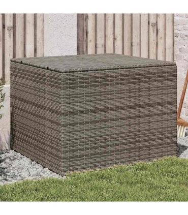 vidaXL Garden Storage Box Grey 291L Poly Rattan — Size: 80 x 75 x 59 cm