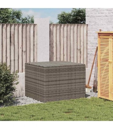 vidaXL Garden Storage Box Grey 291L Poly Rattan — Size: 80 x 75 x 59 cm