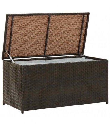 vidaXL Outdoor Storage Box | Brown | Polyethylene rattan, Powder-coated steel — Size: 100 x 50 x 50 cm