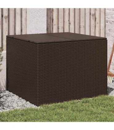 vidaXL Garden Storage Box Brown 291L Poly Rattan — Size: 80 x 75 x 59 cm