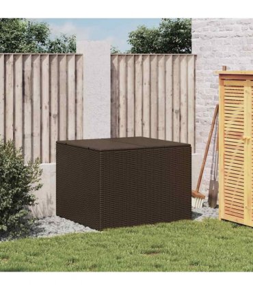 vidaXL Garden Storage Box Brown 291L Poly Rattan — Size: 80 x 75 x 59 cm