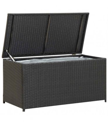 vidaXL Garden Storage Box Poly Rattan 100x50x50 cm Black — Size: 100 x 50 x 50 cm