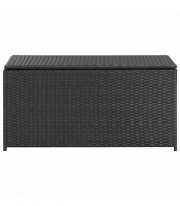 vidaXL Garden Storage Box Poly Rattan 100x50x50 cm Black — Size: 100 x 50 x 50 cm