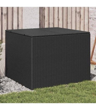 vidaXL Garden Storage Box Black 291L Poly Rattan — Size: 80 x 75 x 59 cm