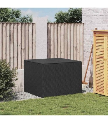 vidaXL Garden Storage Box Black 291L Poly Rattan — Size: 80 x 75 x 59 cm