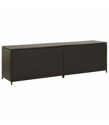 vidaXL Garden Storage Box Poly Rattan 200x50x60 cm Brown — Size: 200 x 50 x 60 cm