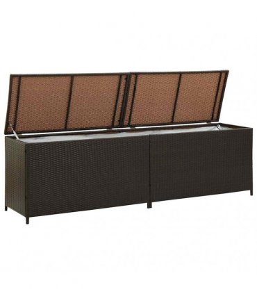 vidaXL Garden Storage Box Poly Rattan 200x50x60 cm Brown — Size: 200 x 50 x 60 cm