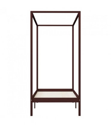 vidaXL Bed Frame | Dark Brown | Solid Pine Wood | Single | Decorative Inlays — Size: 100 x 200 cm