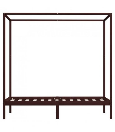 vidaXL Bed Frame | Dark Brown | Solid Pine Wood | Single | Decorative Inlays — Size: 100 x 200 cm