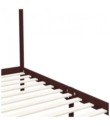 vidaXL Bed Frame | Dark Brown | Solid Pine Wood | Single | Decorative Inlays — Size: 100 x 200 cm