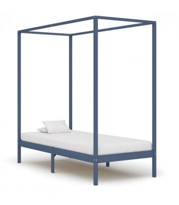 vidaXL Bed Frame | Grey | Solid pine wood and plywood slats | Single | Durable — Size: 100 x 200 cm
