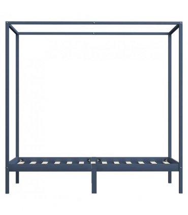 vidaXL Bed Frame | Grey | Solid pine wood and plywood slats | Single | Durable — Size: 100 x 200 cm