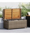 vidaXL Storage Bench Grey 100x50x52 cm Poly Rattan and Acacia Wood — Size: 100 x 50 x 52 cm