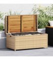 vidaXL Storage Bench Mix Beige 100x50x52 cm Poly Rattan and Acacia Wood — Size: 100 x 50 x 52 cm