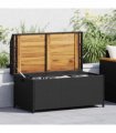 vidaXL Storage Bench Black 100x50x52 cm Poly Rattan and Acacia Wood — Size: 100 x 50 x 52 cm