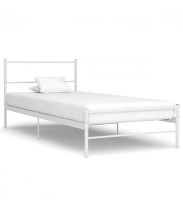 284692 vidaXL Bed Frame without Mattress White Metal 90x200 cm — Size: 90 x 200 cm