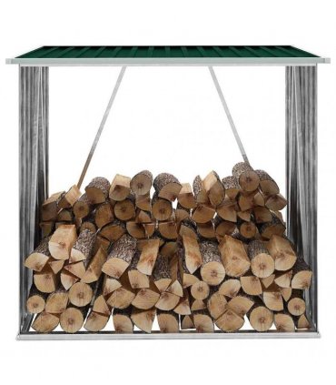 vidaXL Garden Log Storage Shed Galvanised Steel 163x83x154 cm Green