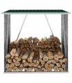 vidaXL Garden Log Storage Shed Galvanised Steel 163x83x154 cm Green