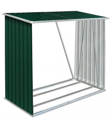 vidaXL Garden Log Storage Shed Galvanised Steel 163x83x154 cm Green