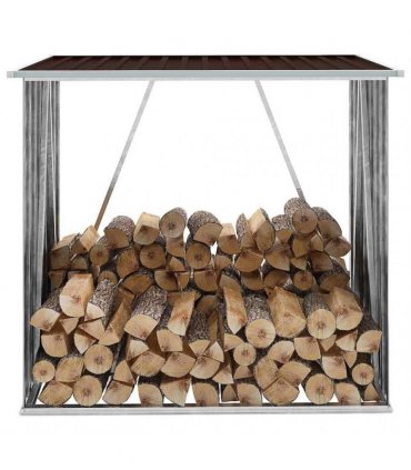 vidaXL Garden Log Storage Shed Galvanised Steel 163x83x154 cm Brown