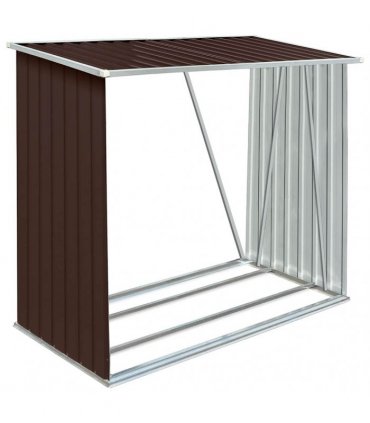 vidaXL Garden Log Storage Shed Galvanised Steel 163x83x154 cm Brown