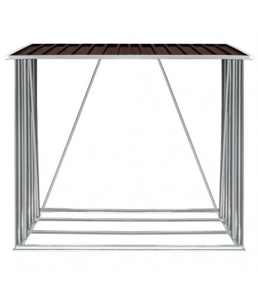 vidaXL Garden Log Storage Shed Galvanised Steel 163x83x154 cm Brown