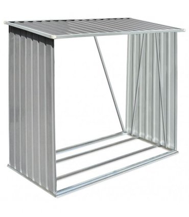 vidaXL Garden Log Storage Shed Galvanised Steel 163x83x154 cm Grey