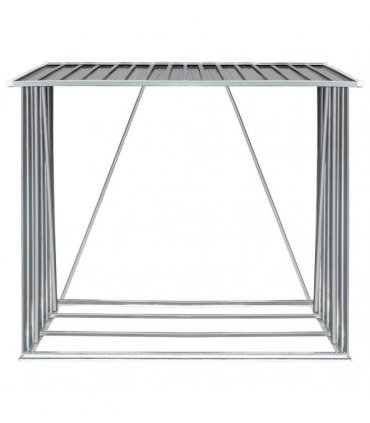 vidaXL Garden Log Storage Shed Galvanised Steel 163x83x154 cm Grey