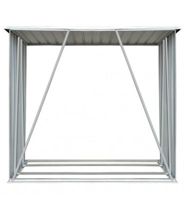 vidaXL Garden Log Storage Shed Galvanised Steel 163x83x154 cm Grey