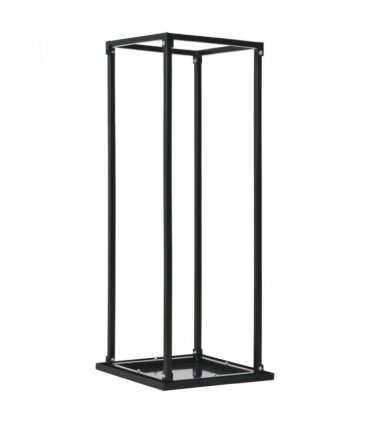 vidaXL Firewood Rack with Base Black 37x37x113 cm Steel — Size: 37 x 37 x 113 cm