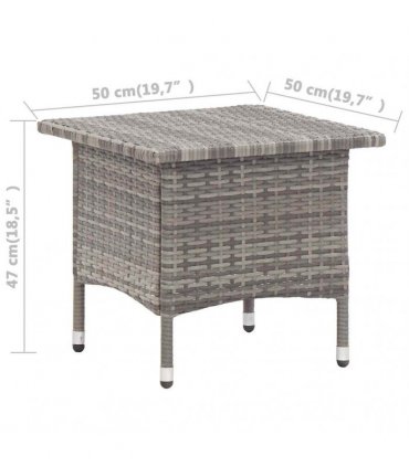 vidaXL Tea Table Grey 50x50x47 cm Poly Rattan