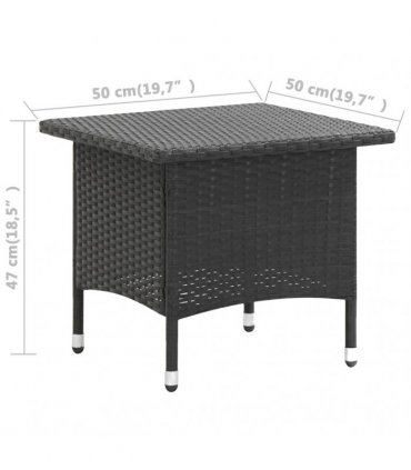 vidaXL Tea Table Black 50x50x47 cm Poly Rattan