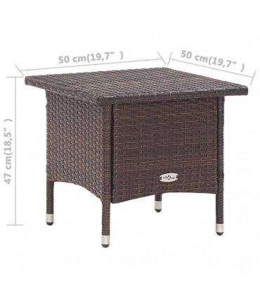 vidaXL Tea Table Brown 50x50x47 cm Poly Rattan