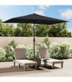 vidaXL Garden Parasol with Metal Pole 300x200 cm Black