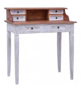 vidaXL Writing Desk with Drawers 90x50x101 cm Solid Mahogany Wood — Colour: white