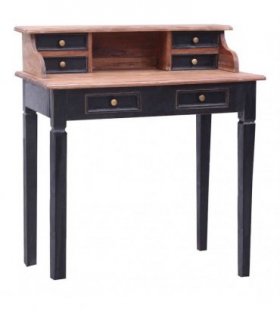 vidaXL Writing Desk with Drawers 90x50x101 cm Solid Mahogany Wood — Colour: black