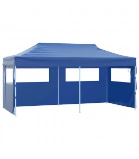 vidaXL Professional Folding Party Tent with 4 Sidewalls 3x6 m Steel Blue
