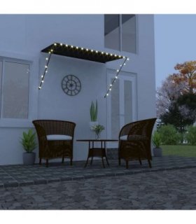 vidaXL Retractable Awning with LED 250x150 cm Anthracite — Size: 250 x 150 cm
