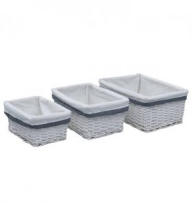 vidaXL 3 Piece Nesting Basket Set White Willow