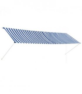 vidaXL Retractable Awning 400x150 cm Blue and White — Size: 400 x 150 cm
