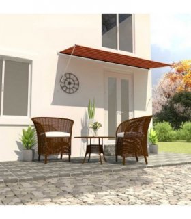 vidaXL Retractable Awning 350x150 cm Orange and Brown — Size: 350 x 150 cm
