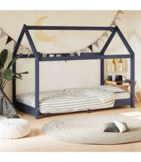 vidaXL Kids Bed Frame Grey Solid Pine Wood 80x160 cm — Size: 80 x 160 cm