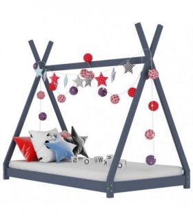 vidaXL Kids Bed Frame Grey Solid Pine Wood 80x160 cm — Size: 80 x 160 cm — V0671936070
