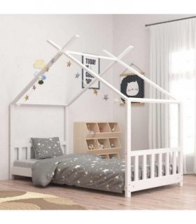 vidaXL Kids Bed Frame White Solid Pine Wood 80x160 cm — Size: 80 x 160 cm