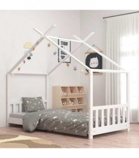 vidaXL Kids Bed Frame White Solid Pine Wood 70x140 cm — Size: 70 x 140 cm
