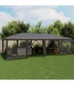 vidaXL Party Tent with 12 Mesh Sidewalls Anthracite 8x4 m HDPE — Size: 8 x 4 m, Model: with 12 sidewalls