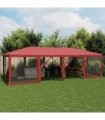 vidaXL Party Tent with 12 Mesh Sidewalls Red 8x4 m HDPE — Size: 8 x 4 m, Model: with 12 sidewalls