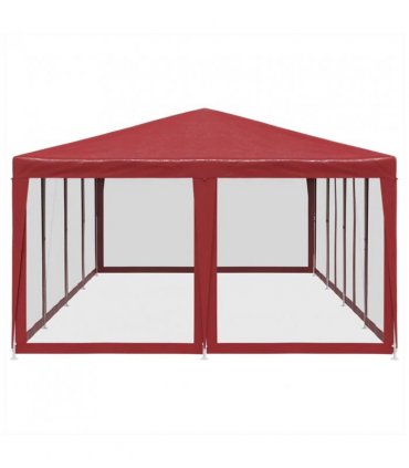 vidaXL Party Tent with 12 Mesh Sidewalls Red 8x4 m HDPE — Size: 8 x 4 m, Model: with 12 sidewalls