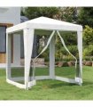 vidaXL Party Tent with 4 Mesh Sidewalls 2x2 m White — Size: 2 x 2 m, Model: with 4 sidewalls