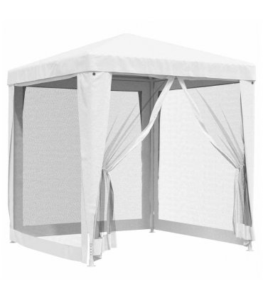 vidaXL Party Tent with 4 Mesh Sidewalls 2x2 m White — Size: 2 x 2 m, Model: with 4 sidewalls